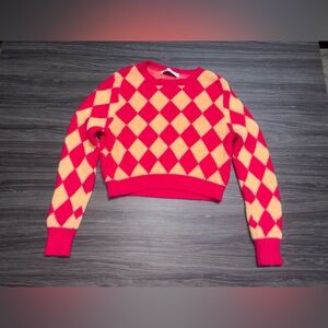 Zara Cropped Checked Sweater Size Medium